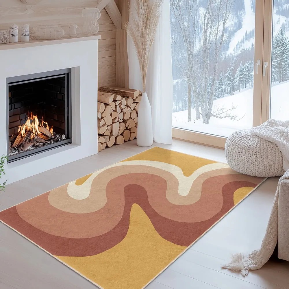 Пътека подходяща за пране в цвят жълта охра и сиво-розова 60x230 cm Strawberry Creamsicle – Mila Home