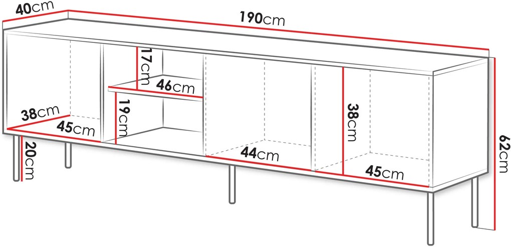 ТВ шкаф Inserto 190 3D1W-Черно