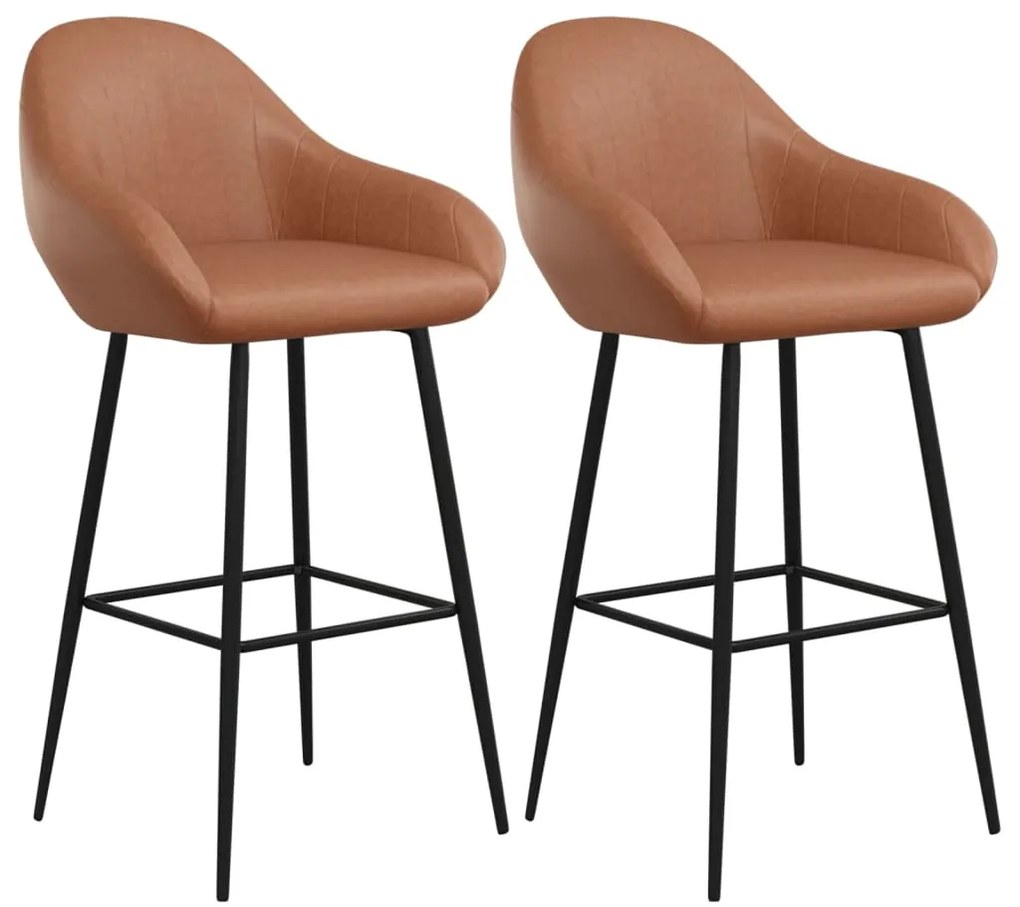 338701 vidaXL Бар табуретки, 2 бр, светлокафяви, изкуствена кожа