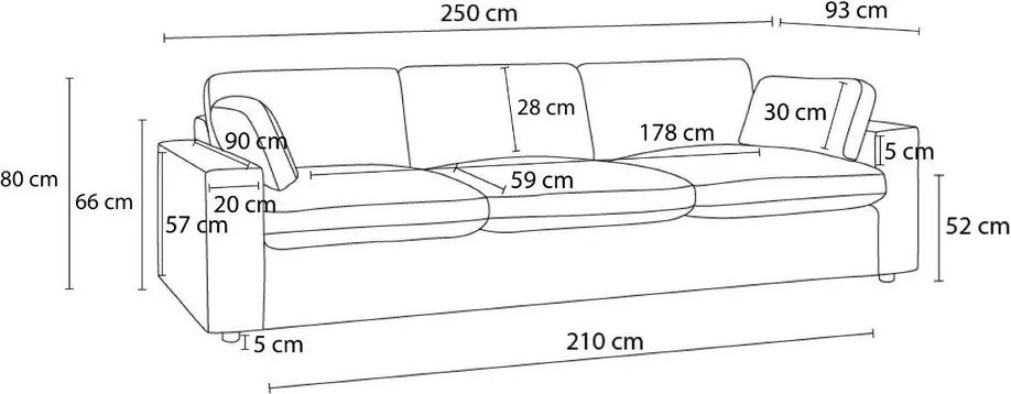 Тъмносив диван 250 cm Belair – Bobochic Paris