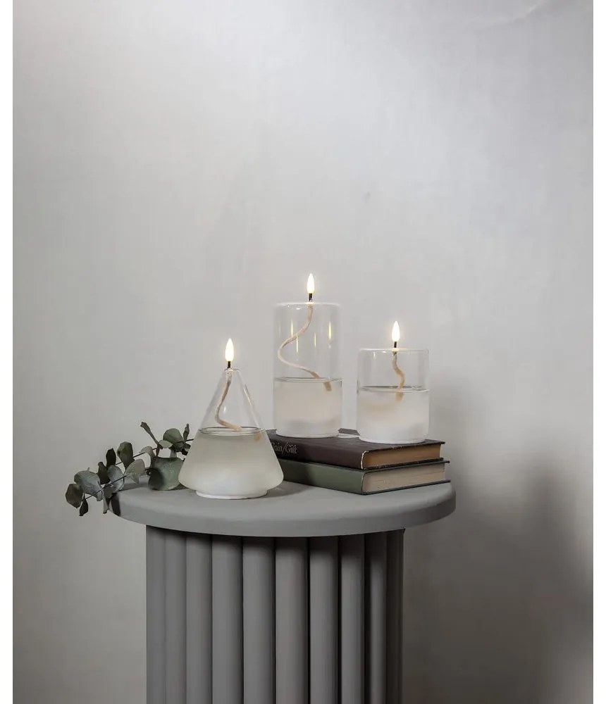 Бяла LED свещ в стъклен фламандър, височина 17,5 см Flamme Dot - Star Trading