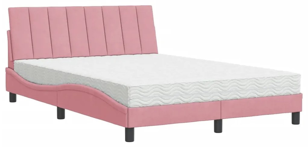 3208603 vidaXL Легло с матрак Hanko, розово, 140x200 см, кадифе