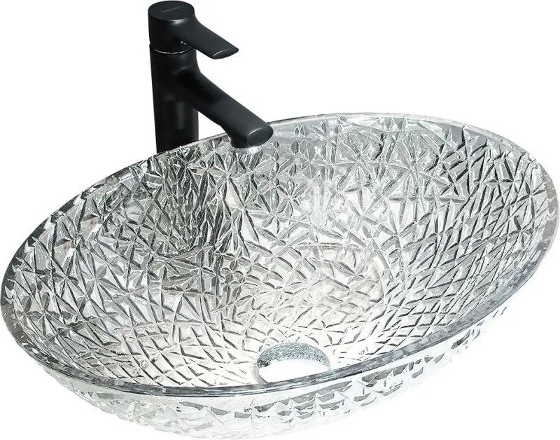 Mexen Goa стъклена умивалник за плот 50 x 36 cm, прозрачен - 24085000