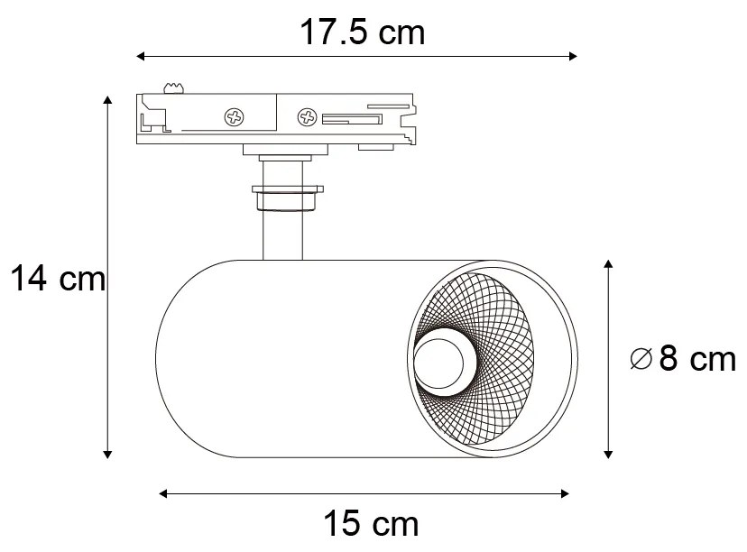Модерен прожектор черен за 1-фазна релсова система - Iconic Mark