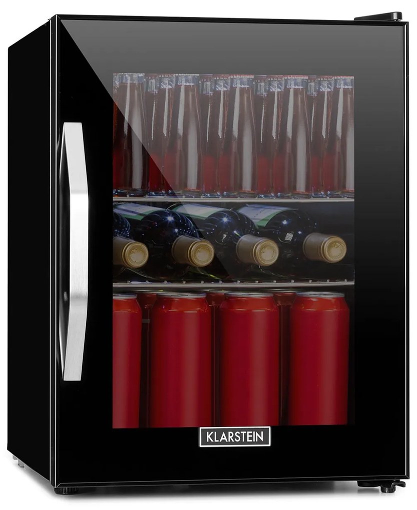Klarstein Beersafe М Onyx, охладител за напитки, D, LED, 2 метални решетки, стъклена врата, onyx