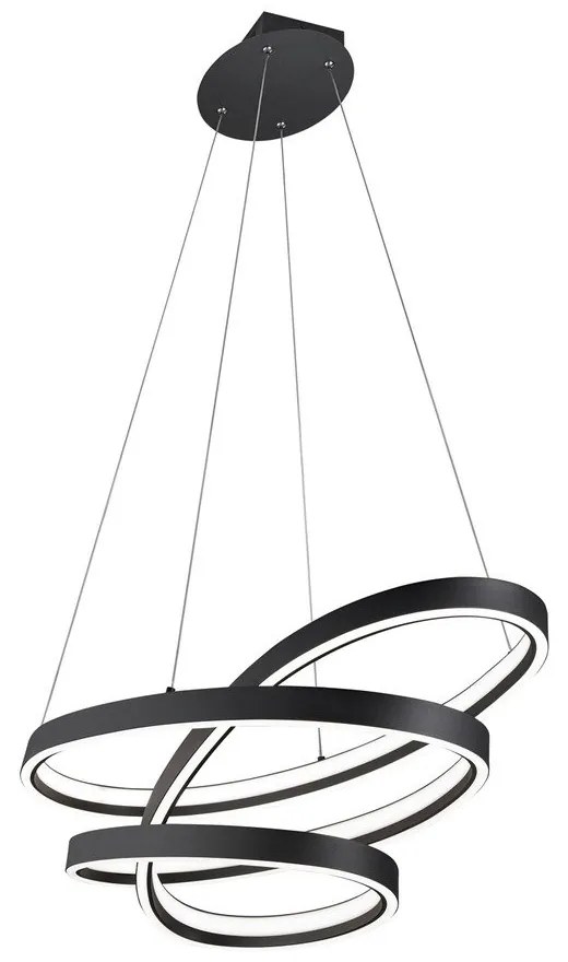 Черно LED висящо осветително тяло с гласово управление/ управление чрез мобилно приложение с метален абажур Ciola – CINQUE