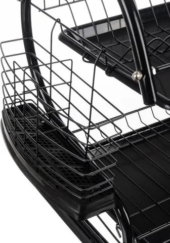 Двуетажна сушилня за съдове Ruhhy 24634, неръждаема стомана,  поставка за чаша и тава за отцеждане, 37x53x25cm