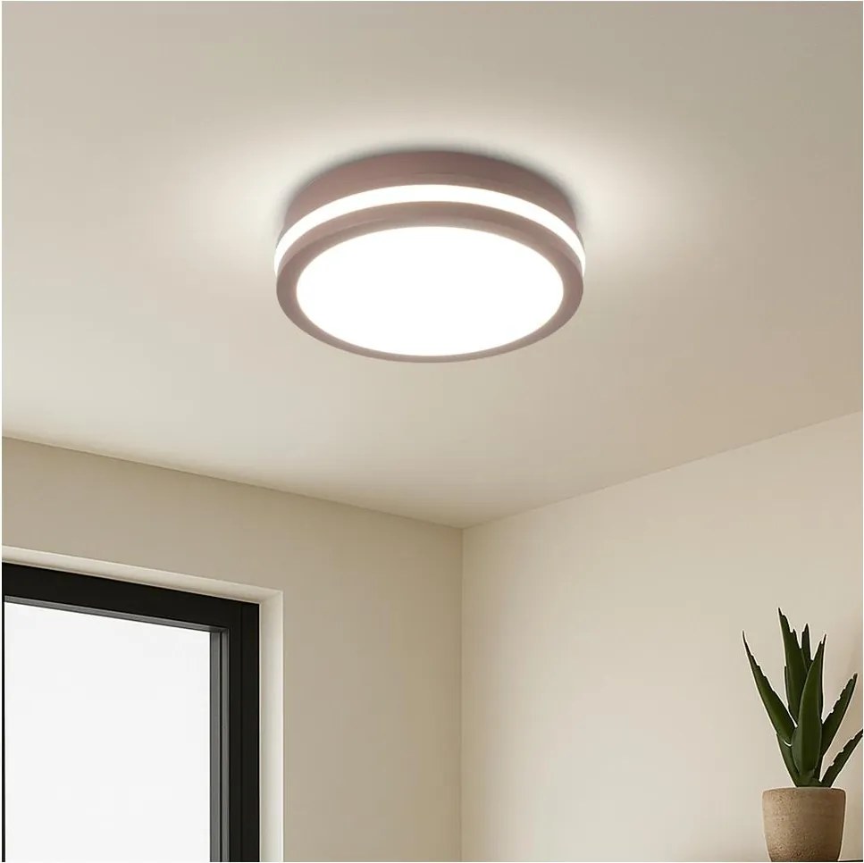 Brilagi - LED външно осветително тяло със сензор BENE LED/18W/230V, диаметър 21,5 см, кафяво, IP54