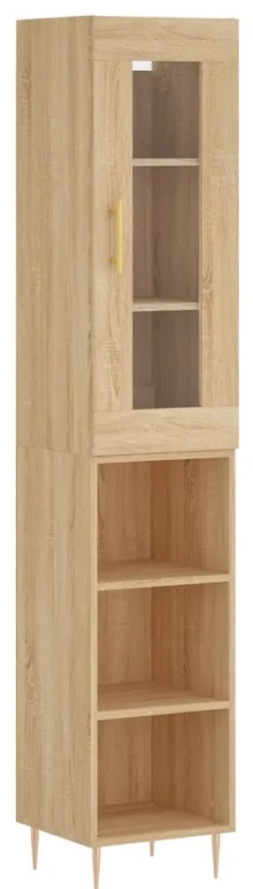 3199356 vidaXL Висок шкаф, сонома дъб, 34,5x34x180 см, инженерно дърво