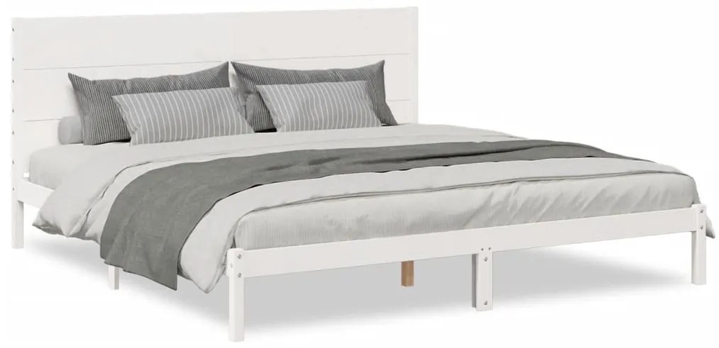 3309278 vidaXL Рамка за легло без матрак, бял, 200x210 см, масивна дървесина
