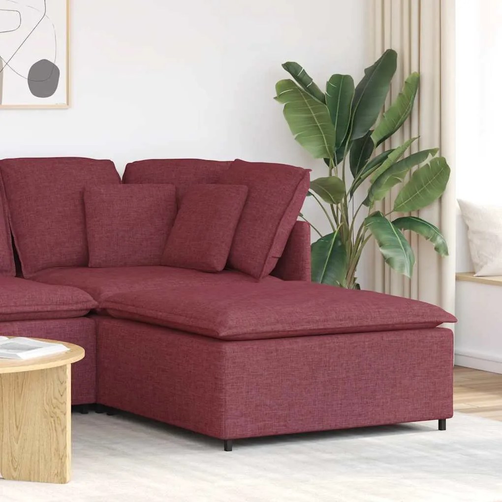 4104480 vidaXL Модулен диван с табуретка, бордо, 100x100x48 см