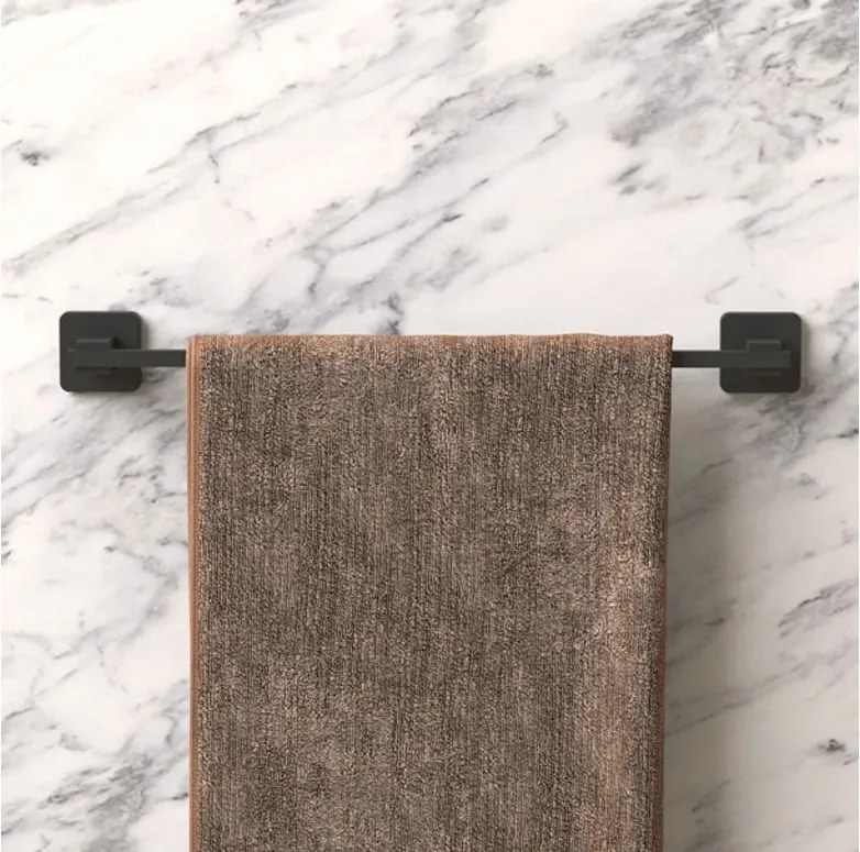 Закачалка за кърпи и хавлии TEKNO TEL TR MG 360B, 47х6х5 см, Закрепване с дюбел, Матово черно