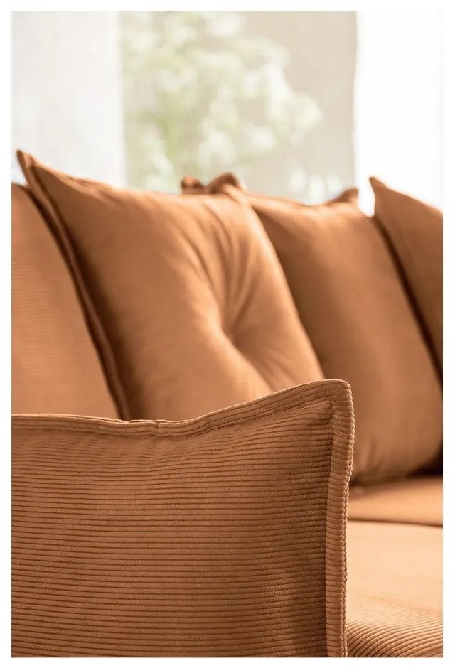 Разтегателен диван от велур в тухлен цвят (променлив) Lazy Lukka - Miuform