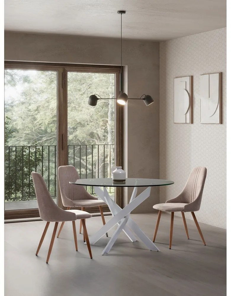 Кръгла маса за хранене със стъклен плот 120x120 cm Ruth - Marckeric