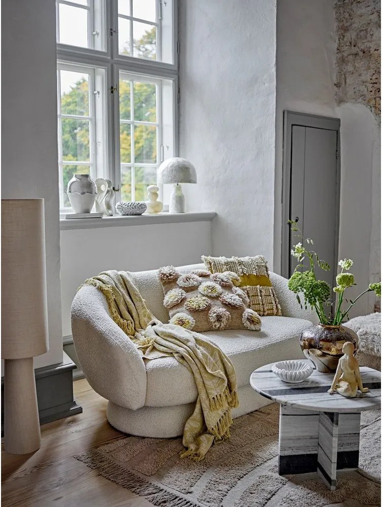 Жълто одеяло със смес от памук 130x155 cm Pratello – Bloomingville