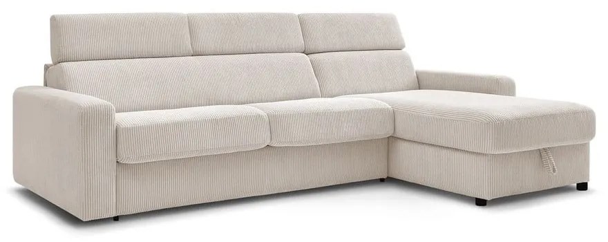 Кремав разтегателен ъглов диван от рипсено кадифе (променлив) Monaco – Bobochic Paris