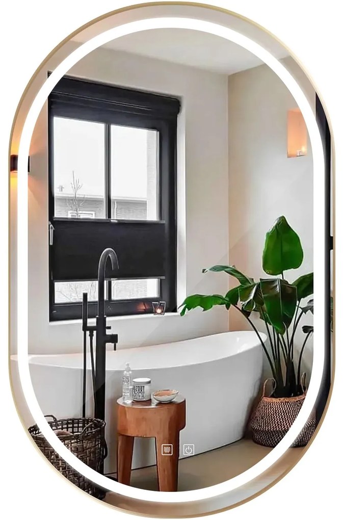 Огледало LED OLL 60x90 cm Brush Gold