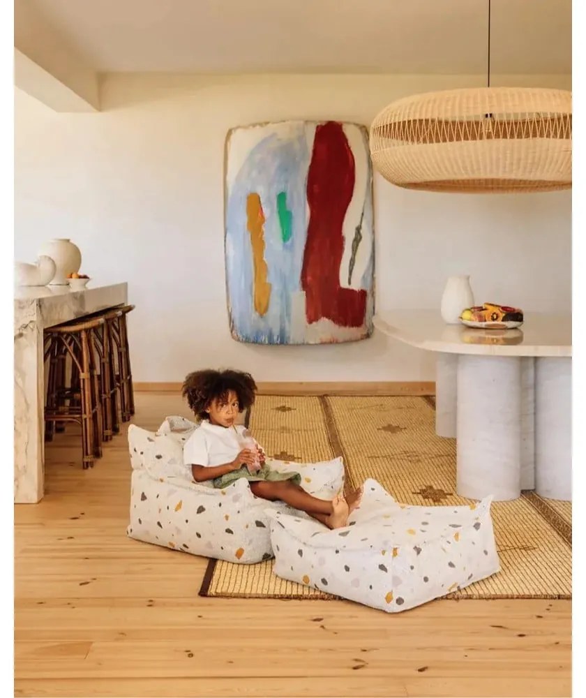 Бял детски пуф от букле и шенил Terrazzo Chair – Wigiwama