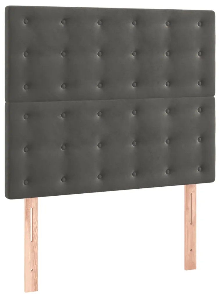 3116797 vidaXL Табла за легло, тъмносива, 80x5x118/128 см, кадифе