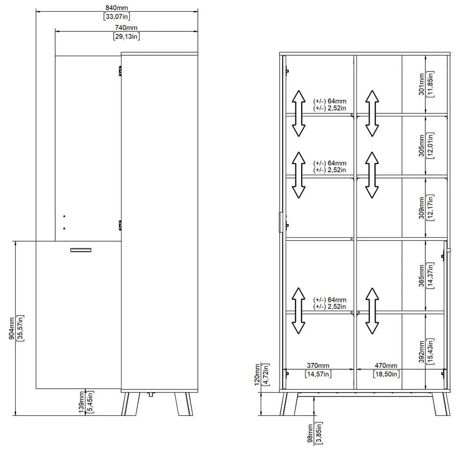 Библиотека от дъбов декор в бял и естествен цвят 89x188x40 cm Ikast – Tvilum