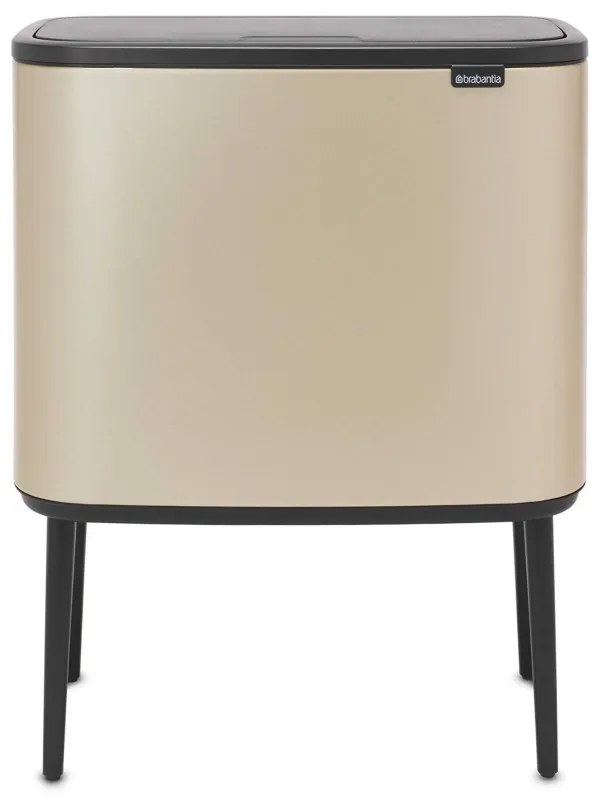 Кош за боклук Brabantia Bo Touch 1003216, 3x11 л, Плавно и безшумно отваряне, Голям отвор, Златен металик