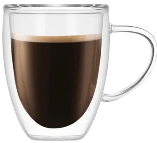 Horecano - Стъклена двустенна чаша за топли напитки с дръжка 350мл (HC-12244)