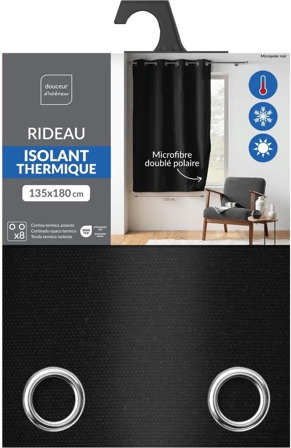 Черно термо/dimout перде от микрофибър 135x180 cm Micropolar – douceur d'intérieur