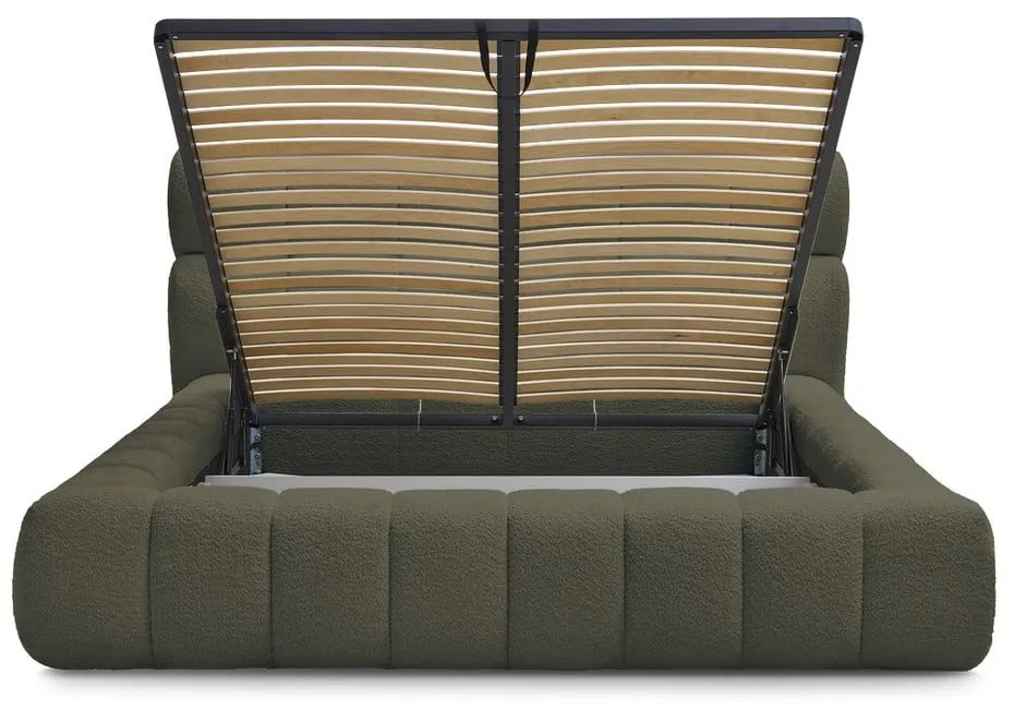 Зелено двойно тапицирано легло с място за съхранение с включена подматрачна рамка 180x200 cm Mont Blanc – Bobochic Paris