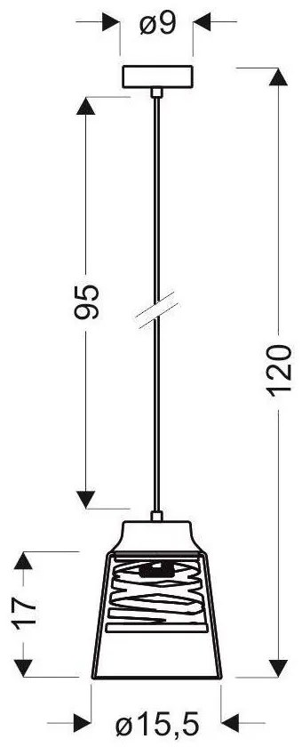 Черно висящо осветително тяло със стъклен абажур Fresno - Candellux Lighting