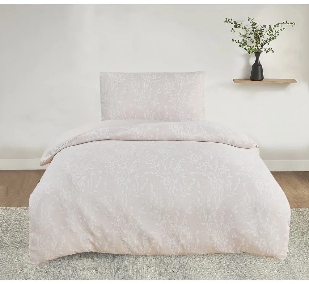 Бежово единично спално бельо от жакард 140x200 cm Boston – My House