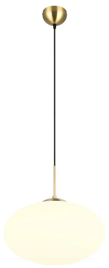 Бяло и златисто висящо осветително тяло със стъклен абажур ø 40 cm Fomento – Trio