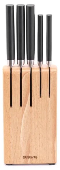 Комплект ножове 5 бр Brabantia Profile 1003298, Закалена стомана, Устойчиви на надраскване и корозия, Бук, Кафяв