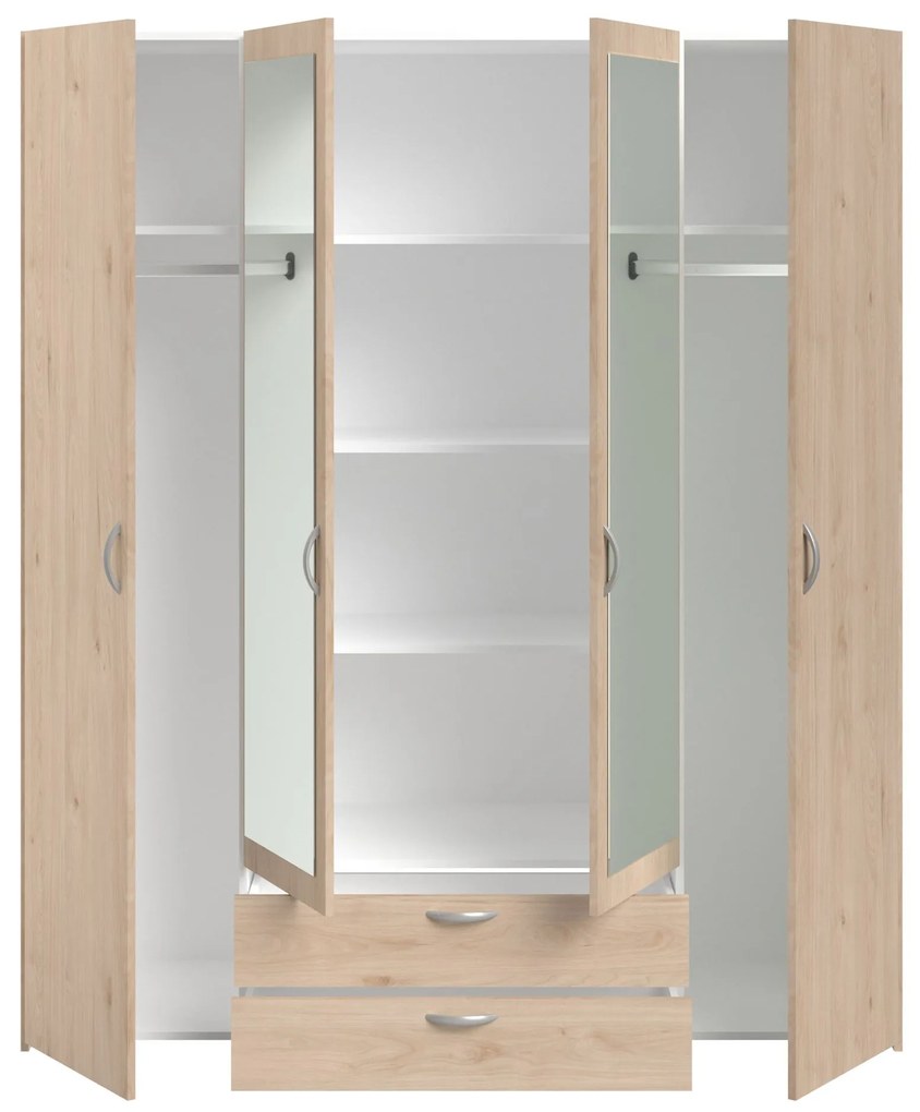 Гардероб Dorm 4-door с огледало-Fusiko