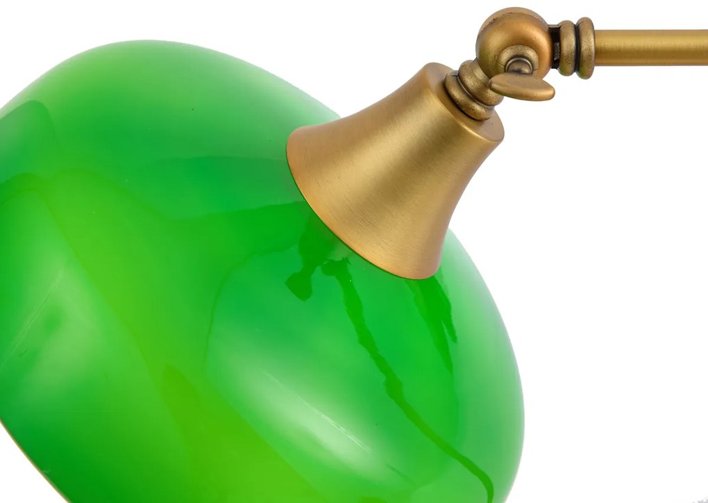 Класическа настолна лампа бронз със зелено опалово стъкло - Clerk