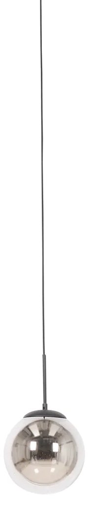 Art Deco hanglamp zwart met smoke glas incl. rail adapter 1-fase - Slimline Flore