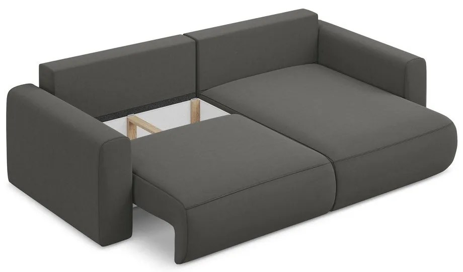 Тъмносив кадифен разтегателен ъглов диван с място за съхранение (десен ъгъл) Kapua – Makamii