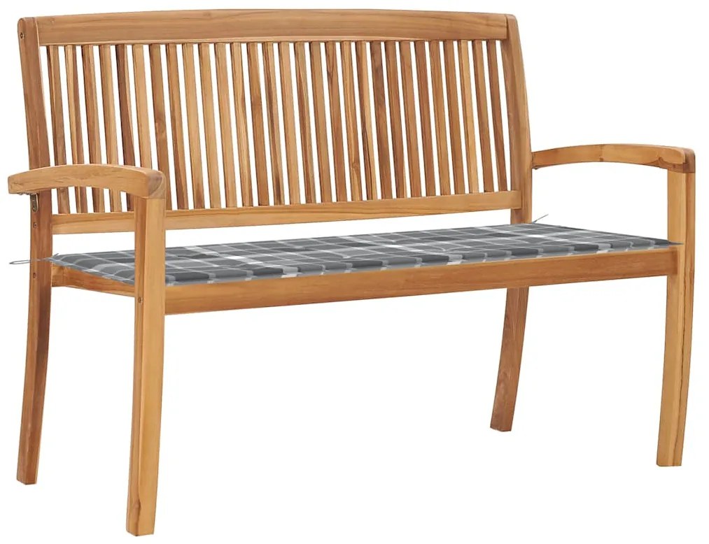 3063293 vidaXL Стифираща градинска пейка с възглавница, 128,5 см, тик масив