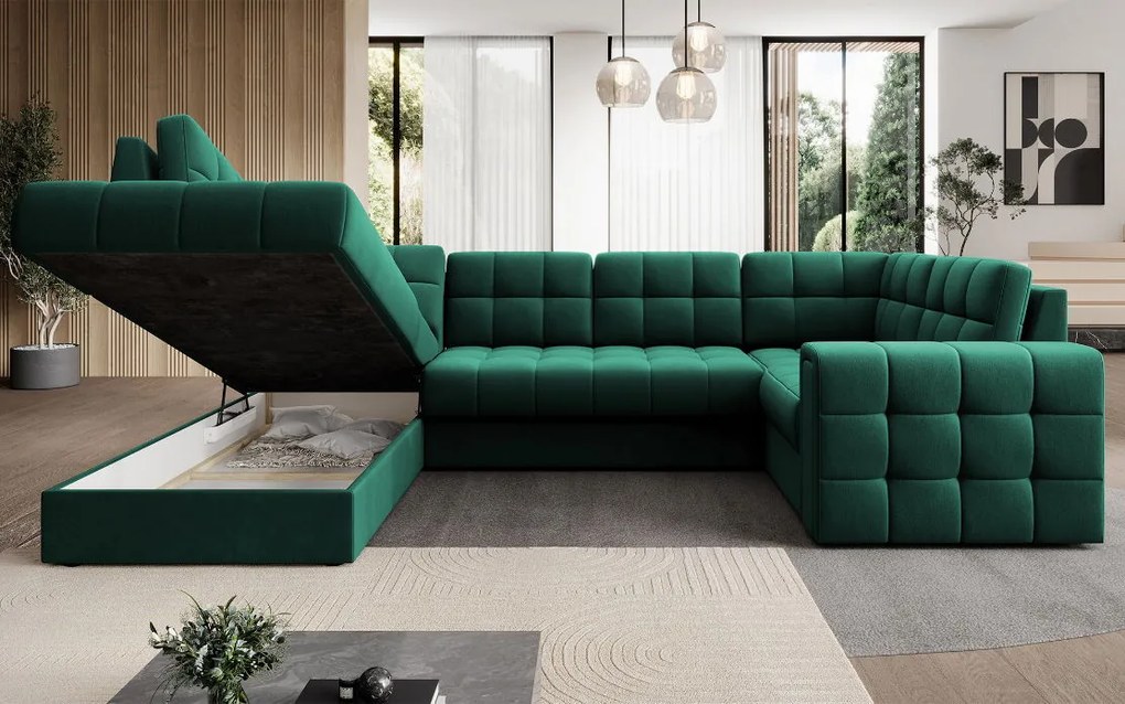Ъглов диван Bale U-Зелен-Ляв