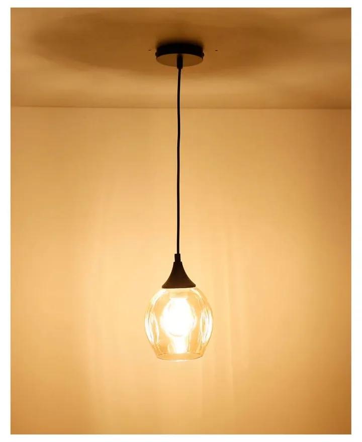Черна висяща лампа със стъклен абажур ø 14 cm Aspa - Candellux Lighting