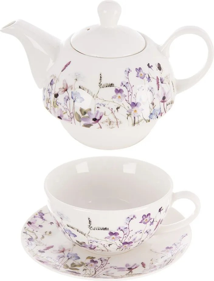 Бял/лилав порцеланов сервиз за чай Louka – Orion