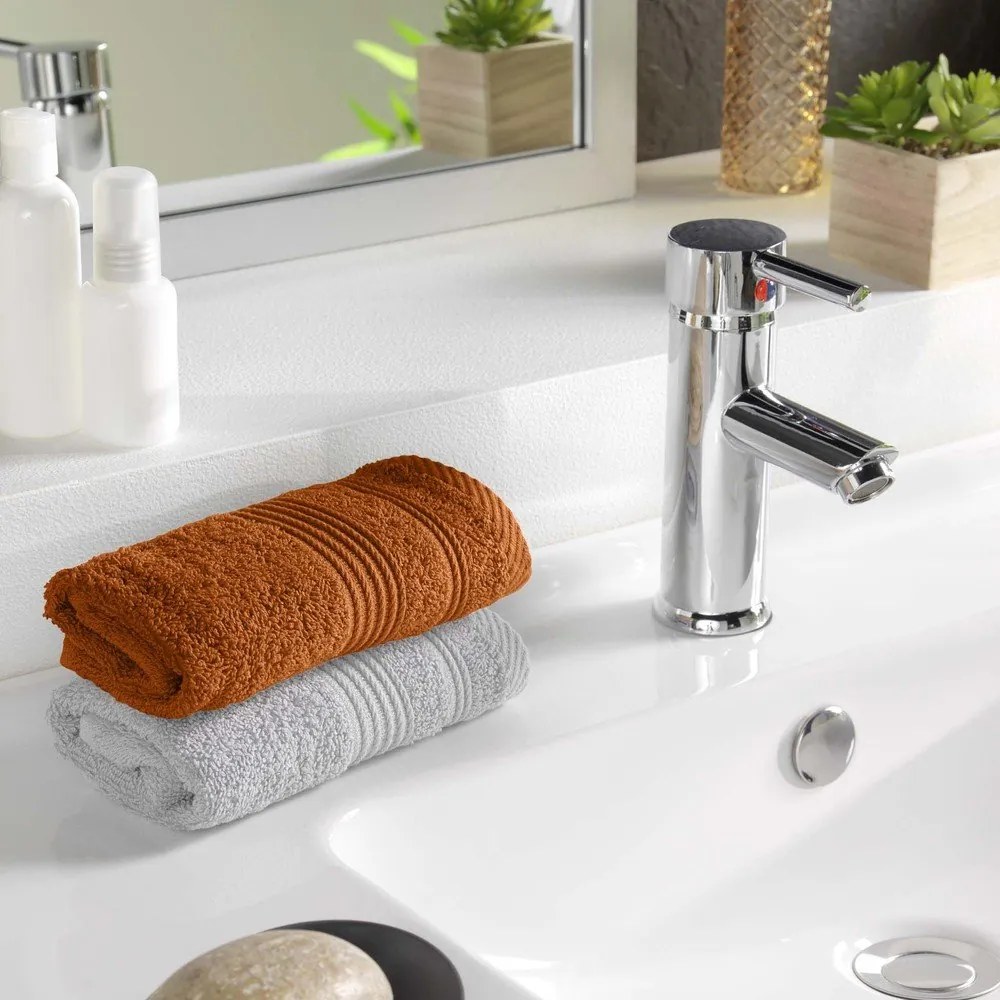 Теракотена памучна кърпа от тери 30x50 cm Tendresse – douceur d'intérieur