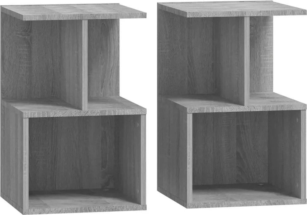 815186 vidaXL Нощни шкафчета, 2 бр, сив сонома, 35x35x55 см, инженерно дърво
