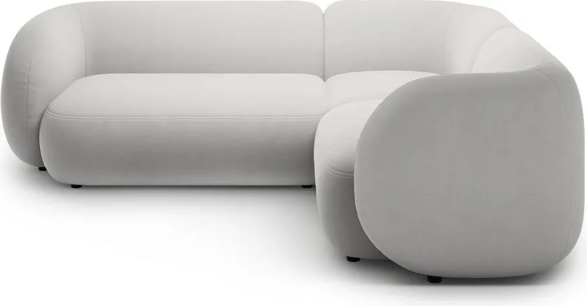 Светлосив кадифен ъглов диван (десен ъгъл/L форма) Kate – Micadoni