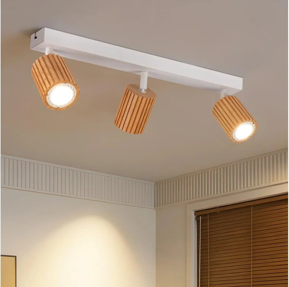 Brilagi - Спот осветително тяло MODERN WOOD 3xGU10/8W/230V дърво/бяло