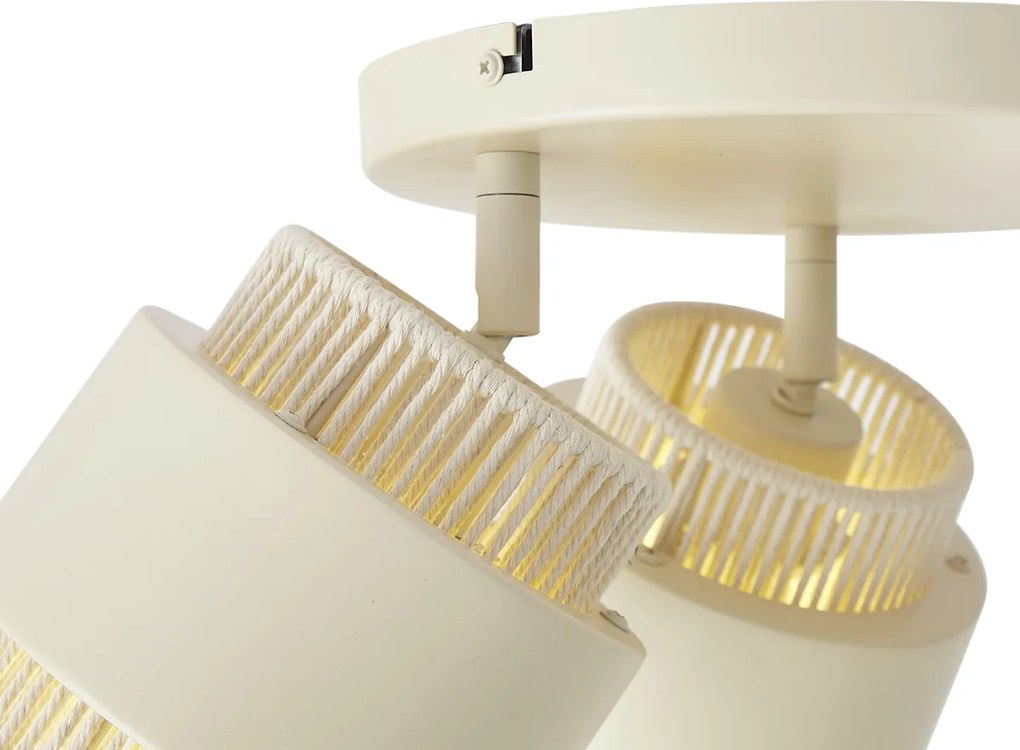 Модерен таванен прожектор бежов с въже 3 светлини въртящ се и накланящ се - Kora