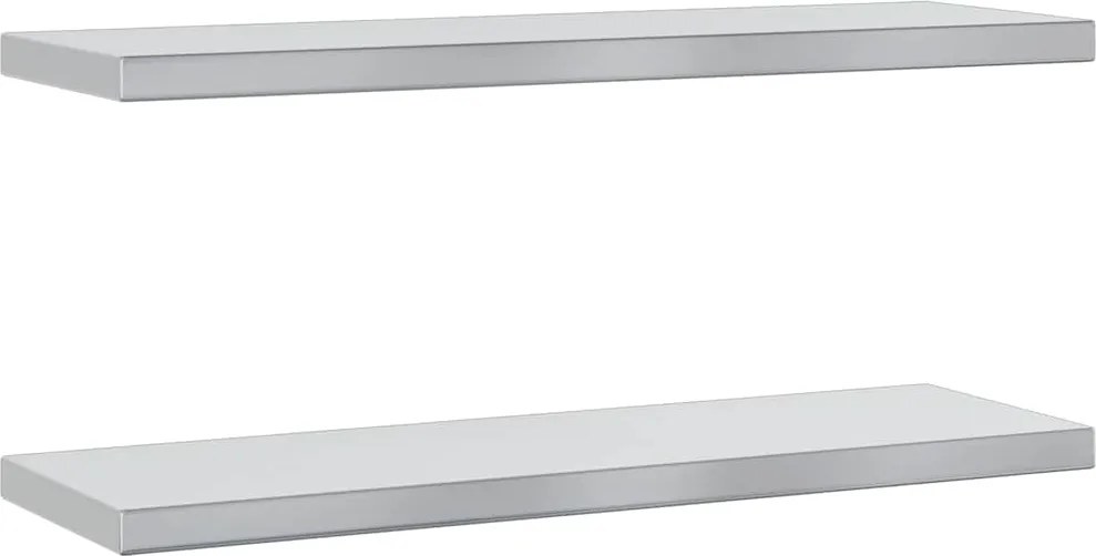 30283 vidaXL Стенни рафтове 2 бр 75x23,5 см сребристи неръждаема стомана