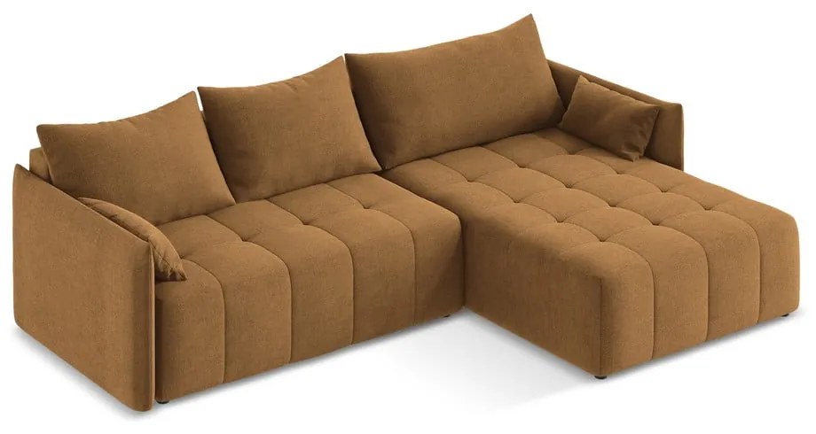 Теракотен разтегателен ъглов диван с място за съхранение (десен ъгъл) Moku – Makamii