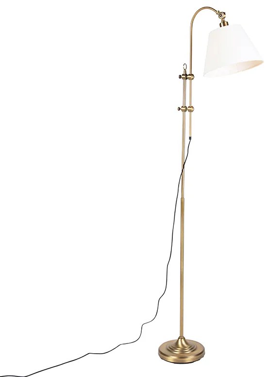 Класическа подова лампа бронз с бял абажур - Ashley