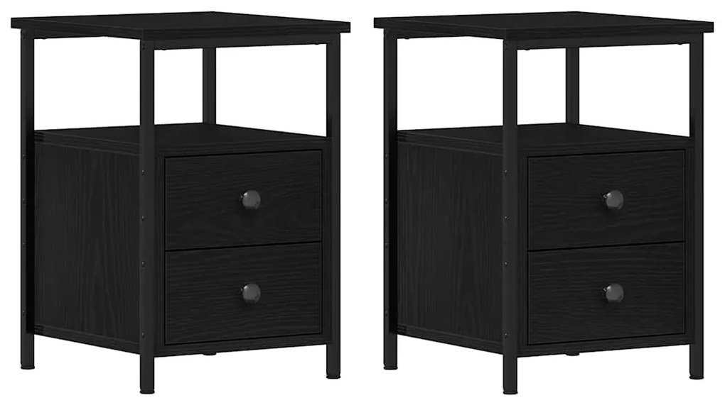 862138 vidaXL Нощни шкафчета, 2 бр., черен дъб, 34x35,5x50 см, инженерно дърво