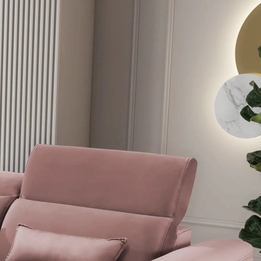 Розов кадифен разтегателен ъглов диван с място за съхранение (ляв ъгъл) Foble – ELTAP